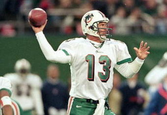12 Dec 1999:  Dan Marino #13 of the Miami Dolphins gets ready to pass the ball during the game against the New York Jets at the Meadowlands in East Rutherford, New Jersey. The Jets defeated the Dolphins 28-20. Mandatory Credit: Al Bello  /Allsport