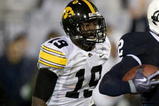 STATE COLLEGE, PA - SEPTEMBER 26:  Chaz Powell #2 of the Penn State Nittnay Lions runs for a first quarter touchdown past Amari Spievey #19 of the Iowa Hawkeye's on September 26, 2009 at Beaver Stadium in State College, Pennsylvania. (Photo by Gregory Shamus/Getty Images)