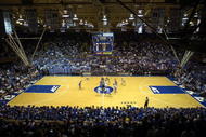 DURHAM, NC - FEBRUARY 07: A general view of the North Carolina Tar Heels and the Duke University Blue Devils tip off at center court to begin their game on February 7, 2007 at Cameron Indoor Stadium in Durham, North Carolina. North Carolina won 79-73.(Photo by Grant Halverson/Getty Images)