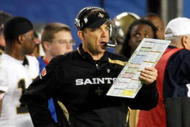 MIAMI GARDENS, FL - FEBRUARY 07: Head Coach Sean Payton of the New Orleans Saints looks on from the sideline against the Indianapolis Colts during Super Bowl XLIV on February 7, 2010 at Sun Life Stadium in Miami Gardens, Florida.  (Photo by Donald Miralle/Getty Images)