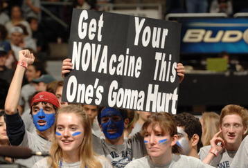 WASHINGTON - FEBRUARY 06:  Georgetown Hoyas fans during a college basketball game against the Villanova  Wildcats on February 6, 2010 at the Verizon Center in Washington DC.  (Photo by Mitchell Layton/Getty Images)