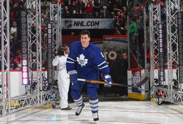 MONTREAL - JANUARY 24:  Tomas Kaberle #15 of the Toronto Maple Leafs takes the ice for the Honda NHL Superskills competition as part of the 2009 NHL All-Star weekend on January 24, 2009 at the Bell Centre in Montreal, Canada. (Photo by Bruce Bennett/Getty Images)