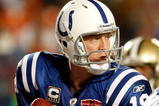 MIAMI GARDENS, FL - FEBRUARY 07:  Quarterback Peyton Manning #18 of the Indianapolis Colts looks to pass against the New Orleans Saints during Super Bowl XLIV on February 7, 2010 at Sun Life Stadium in Miami Gardens, Florida.  (Photo by Chris Graythen/Getty Images)