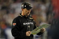 MIAMI GARDENS, FL - FEBRUARY 07:  Head Coach Sean Payton of the New Orleans Saints looks on from the sideline against the Indianapolis Colts during Super Bowl XLIV on February 7, 2010 at Sun Life Stadium in Miami Gardens, Florida.  (Photo by Andy Lyons/Getty Images)