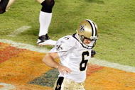 MIAMI GARDENS, FL - FEBRUARY 07:   Thomas Morstead #6 of the New Orleans Saints kicks an onside kick against of the Indianapolis Colts during Super Bowl XLIV on February 7, 2010 at Sun Life Stadium in Miami Gardens, Florida.  (Photo by Doug Benc/Getty Images)