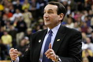 ATLANTA - JANUARY 09: Head coach Krzyzewski of the Duke Blue Devils against the Georgia Tech Yellow Jackets at Alexander Memorial Coliseum on January 9, 2010 in Atlanta, Georgia. (Photo by Kevin C. Cox/Getty Images)