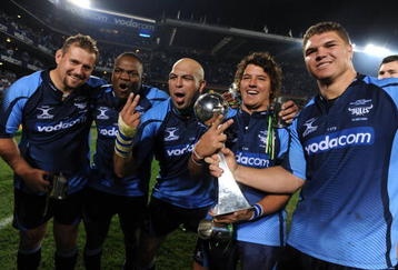 PRETORIA, SOUTH AFRICA - MAY 30:  Bulls players celebrates after the Super 14 final match between Vodacom Bulls and Chiefs at Loftus Versfeld Stadium on May 30, 2009 in Pretoria, South Africa. (Photo by Lefty Shivambu/Gallo Images/Getty Images)