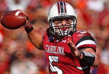 COLUMBIA, SC - NOVEMBER 28:  Stephen Garcia #5 of the South Carolina Gamecocks drops back to pass against the Clemson Tigers at Williams-Brice Stadium on November 28, 2009 in Columbia, South Carolina.  (Photo by Scott Halleran/Getty Images)