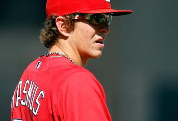 LOS ANGELES, CA - OCTOBER 08:  Colby Rasmus #28 of the St. Louis Cardinals looks on during batting practice before taking on the Los Angeles Dodgers in Game Two of the NLDS during the 2009 MLB Playoffs at Dodger Stadium on October 8, 2009 in Los Angeles, California.  (Photo by Jeff Gross/Getty Images)