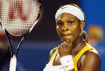 MELBOURNE, AUSTRALIA - JANUARY 30:  Serena Williams of the United States of America celebrates winning a point in her women's final match against Justine Henin of Belgium during day thirteen of the 2010 Australian Open at Melbourne Park on January 30, 2010 in Melbourne, Australia.  (Photo by Mark Dadswell/Getty Images)