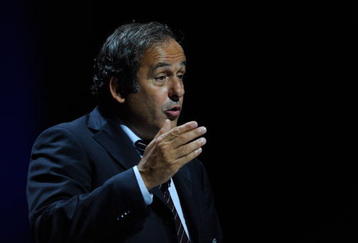 MONACO - AUGUST 28:  UEFA President Michel Platini speaks to the media during the UEFA Europa League Group Stage Draw at the Grimaldi Forum on August 28, 2009 in Monaco, Monaco.  (Photo by Laurence Griffiths/Getty Images)