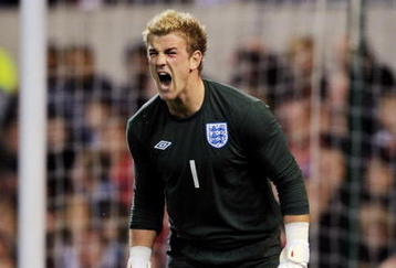 NOTTINGHAM, UNITED KINGDOM - MARCH 31:  Joe Hart of England screams at his defence during the Friendly International match between England U21 and France U21 at the City Ground on March 31, 2009 in Nottingham, England.  (Photo by Shaun Botterill/Getty Images)