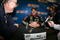DAYTONA BEACH, FL - FEBRUARY 04:  Ron Hornaday Jr., is interviewed during NASCAR media day at Daytona International Speedway on February 4, 2010 in Daytona Beach, Florida.  (Photo by Todd Warshaw/Getty Images for NASCAR)