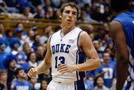 DURHAM, NC - DECEMBER 17: Olek Czyz #13 of the Duke Blue Devils runs upcourt during the game against the North Carolina Asheville Bulldogs on December 17, 2008 at Cameron Indoor Stadium in Durham, North Carolina. (Photo by Kevin C. Cox/Getty Images)