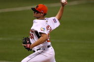 SAN JUAN, PUERTO RICO - MARCH 10:  Tom Stuifbergen #51 of The Netherlands pitches against The Dominican Republic during the 2009 World Baseball Classic Pool D match on March 10, 2009 at Hiram Bithorn Stadium in San Juan, Puerto Rico.  (Photo by Al Bello/Getty Images)