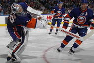 UNIONDALE, NY - JANUARY 23:  Goalie Rick DiPietro #39 of the New York Islanders in action against the New Jersey Devils on January 23, 2010 at the Nassau Coliseum in Uniondale, New York.  (Photo by Paul Bereswill/Getty Images)