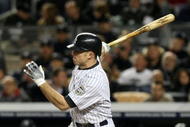 NEW YORK - NOVEMBER 04:  Brett Gardner #11 of the New York Yankees bats against the Philadelphia Phillies in Game Six of the 2009 MLB World Series at Yankee Stadium on November 4, 2009 in the Bronx borough of New York City. The Yankees won 7-3. (Photo by Nick Laham/Getty Images)