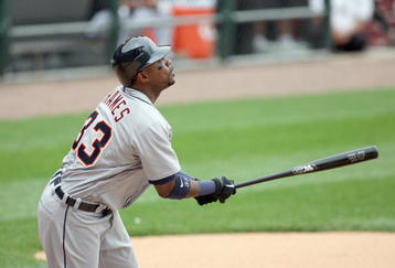 CHICAGO - JUNE 08: Marcus Thames #33 of the Detroit Tigers follows his hit against the Chicago White Sox on June 8, 2009 at U.S. Cellular Field in Chicago, Illinois. (Photo by Jonathan Daniel/Getty Images) 