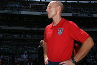 MEXICO CITY - AUGUST 12: Head coach Bob Bradley of the USA looks on during the FIFA World Cup Qualifying soccer match between the USA and Mexico at Azteco Stadium August 12, 2009 in Mexico City, Mexico. The USA lost 2-1. (Donald Miralle/Getty Images)