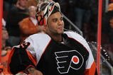 PHILADELPHIA - JANUARY 28:  Ray Emery #29 of The Philadelphia Flyers takes a water break against the Atlanta Thrashers during their game on January 28, 2010 at The Wachovia Center in Philadelphia, Pennsylvania.  (Photo by Al Bello/Getty Images)