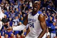 LEXINGTON, KY - JANUARY 02:  Patrick Patterson #54 of the Kentucky Wildcats celebrates during the game against the Louisville Cardinals at Rupp Arena on January 2, 2010 in Lexington, Kentucky.  Kentucky won 71-62.  (Photo by Andy Lyons/Getty Images)