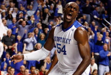 LEXINGTON, KY - JANUARY 02:  Patrick Patterson #54 of the Kentucky Wildcats celebrates during the game against the Louisville Cardinals at Rupp Arena on January 2, 2010 in Lexington, Kentucky.  Kentucky won 71-62.  (Photo by Andy Lyons/Getty Images)