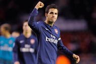 LIVERPOOL, ENGLAND - DECEMBER 13:  Cesc Fabregas of Arsenal celebrates at the end of the Barclays Premier League match between Liverpool and Arsenal at Anfield on December 13, 2009 in Liverpool, England. (Photo by Michael Regan/Getty Images)