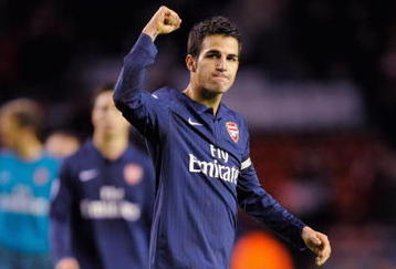 LIVERPOOL, ENGLAND - DECEMBER 13:  Cesc Fabregas of Arsenal celebrates at the end of the Barclays Premier League match between Liverpool and Arsenal at Anfield on December 13, 2009 in Liverpool, England. (Photo by Michael Regan/Getty Images)