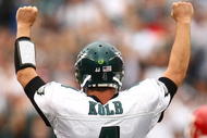 PHILADELPHIA - SEPTEMBER 27: Kevin Kolb #4 of the Philadelphia Eagles celebrates a touchdown against the Kansas City Chiefs on September 27, 2009 at Lincoln Financial Field in Philadelphia, Pennsylvania. (Photo by Chris McGrath/Getty Images)