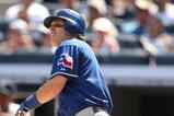 NEW YORK - AUGUST 27:  Ian Kinsler  #5 of the Texas Rangers hits a three run homerun in the fourth inning against the New York Yankees during the MLB game on August 27, 2009 at Yankees Stadium in the Bronx borough of New York City. (Photo by Al Bello/Getty Images)