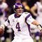 NEW ORLEANS - JANUARY 24:  Brett Favre #4 of the Minnesota Vikings drops back to pass against the New Orleans Saints during the NFC Championship Game at the Louisiana Superdome on January 24, 2010 in New Orleans, Louisiana. The Saints won 31-28 in overtime.  (Photo by Chris Graythen/Getty Images)
