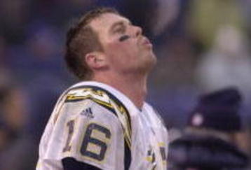 10 Dec 2000:  Ryan Leaf #16 of the San Diego Chargers looks on from the sideline as the Baltimore Ravens clinched a playoff birth with a 24-3 defeat of the Chargers at PSINet Stadium in Baltimore, Maryland. <<DIGITAL IMAGE>> Mandatory Credit: Doug Pensinger/ALLSPORT