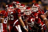 BATON ROUGE, LA - NOVEMBER 28:  Quarterback Ryan Mallett #15 of the Arkansas Razorbacks talks with his team during a time out against the LSU Tigers at Tiger Stadium on November 28, 2009 in Baton Rouge, Louisiana.  The Tigers defeated the Razorbacks 33-30 in overtime.  (Photo by Chris Graythen/Getty Images)