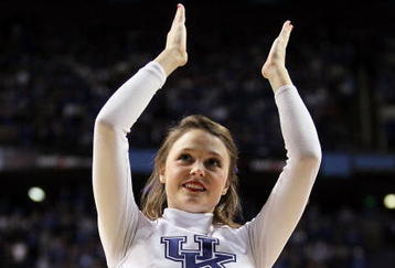 LEXINGTON, KY - FEBRUARY 02:  A Kentucky Wildcats cheerleader performs during the SEC game against the Ole Miss Rebels on February 2, 2010 at Rupp Arena in Lexington, Kentucky. Kentucky won 85-75.  (Photo by Andy Lyons/Getty Images)