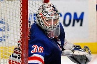 NEW YORK - FEBRUARY 14:  Goalie Henrik Lundqvist #30 of the New York Rangers protects his goal against the Tampa Bay Lightning during the first period of an NHL game at Madison Square Garden on February 14, 2010 in New York, New York.  (Photo by Paul Bereswill/Getty Images)