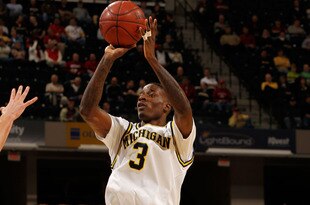 INDIANAPOLIS - MARCH 11:  Guard Manny Harris #3 of the Michigan Wolverines takes a shot against the Iowa Hawkeyes during the first round of the Big Ten Men's Basketball Tournament at Conseco Fieldhouse on March 11, 2010 in Indianapolis, Indiana.  (Photo by Jonathan Daniel/Getty Images)