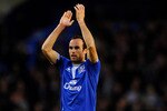 LIVERPOOL, ENGLAND - MARCH 07:  Landon Donovan of Everton applauds the fans during the Barclays Premier League match between Everton and Hull City at Goodison Park on March 7, 2010 in Liverpool, England.  (Photo by Laurence Griffiths/Getty Images)