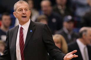 HARTFORD, CT - FEBRUARY 13: Coach Jim Calhoun of the Connecticut Huskies reacts during a game against the Cincinnati Bearcats at the XL Center on February 13, 2010 in Hartford, Connecticut. (Photo by Jim Rogash/Getty Images)
