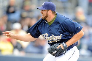 PEORIA, AZ - MARCH 08:  Heath Bell #21 of the San Diego Padres pitches during a Spring Training game against the Colorado Rockies on March 8, 2010 at Peoria Stadium in Peoria, Arizona.  (Photo by Lisa Blumenfeld/Getty Images)