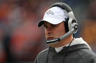 DENVER - JANUARY 03: Head coach Josh McDaniels of the Denver Broncos leads his team against the Kansas City Chiefs during NFL action at Invesco Field at Mile High on January 3, 2010 in Denver, Colorado. (Photo by Doug Pensinger/Getty Images)