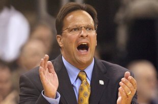 WINSTON-SALEM, NC - DECEMBER 03:  Head coach Tom Crean of the Indiana Hoosiers cheer his team on during their game against the Wake Forest Demon Deacons at Lawrence Joel Coliseum on December 3, 2008 in Winston-Salem, North Carolina. (Photo by Streeter Lecka/Getty Images)