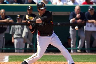 BRADENTON, FL - MARCH 14:  Infielder Andy LaRoche #15 of the Pittsburgh Pirates fouls off a pitch against the New York Yankees during a Grapefruit League Spring Training Game at McKechnie Field on March 14, 2010 in Bradenton, Florida.  (Photo by J. Meric/Getty Images)