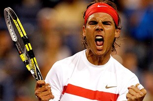 INDIAN WELLS, CA - MARCH 18:  Rafael Nadal of Spain celebrates match point against Tomas Berdych of the Czech Republic during the BNP Paribas Open on March 18, 2010 at the Indian Wells Tennis Garden in Indian Wells, California.  (Photo by Matthew Stockman/Getty Images)