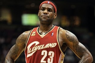 EAST RUTHERFORD, NJ - MARCH 03:  LeBron James #23 of the Cleveland Cavaliers looks on against the New Jersey Nets at the Izod Center on March 3, 2010 in East Rutherford, New Jersey.NOTE TO USER: User expressly acknowledges and agrees that, by downloading and or using this photograph, User is consenting to the terms and conditions of the Getty Images License Agreement.  (Photo by Jim McIsaac/Getty Images)