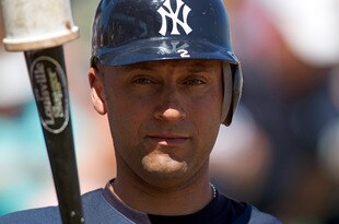 BRADENTON, FL - MARCH 14:  Infielder Derek Jeter #2 of the New York Yankees prepares to bat against the Pittsburgh Pirates during a Grapefruit League Spring Training Game at McKechnie Field on March 14, 2010 in Bradenton, Florida.  (Photo by J. Meric/Getty Images)