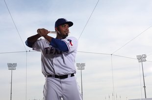 SURPRISE, AZ - MARCH 02:  Nelson Cruz #17 poses for a portrait during the Texas rangers Photo Day at Surprise on March 2, 2010 in Surprise, Arizona.  (Photo by Jonathan Ferrey/Getty Images)