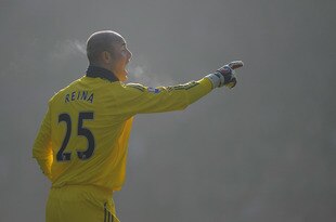 LIVERPOOL, ENGLAND - FEBRUARY 06:   Pepe  Reina of Liverpool issues instructions during the Barclays Premier League match between Liverpool and Everton at Anfield on February 6, 2010 in Liverpool, England. (Photo by Laurence Griffiths/Getty Images)