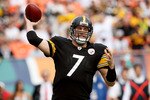 MIAMI - JANUARY 03:  Quarterback Ben Roethlisberger #7 of the Pittsburgh Steelers throws a pass against the Miami Dolphins at Land Shark Stadium on January 3, 2010 in Miami, Florida.  (Photo by Doug Benc/Getty Images)
