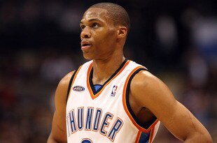 DALLAS - FEBRUARY 12:  Russell Westbrook #0 of the Sophomore looks on while playing against the Rookie team during the second half of the T-Mobile Rookie Challenge & Youth Jam part of 2010 NBA All-Star Weekend at American Airlines Center on February 12, 2010 in Dallas, Texas. NOTE TO USER: User expressly acknowledges and agrees that, by downloading and or using this photograph, User is consenting to the terms and conditions of the Getty Images License Agreement.  (Photo by Jed Jacobsohn/Getty Images)