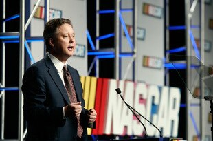 CONCORD, NC - JANUARY 21:  NASCAR Chairman and CEO Brian France speaks with the media during the NASCAR Sprint Media Tour hosted by Charlotte Motor Speedway, held at the NASCAR Research and Development Center on January 21, 2010 in Concord, North Carolina.  (Photo by Jason Smith/Getty Images)